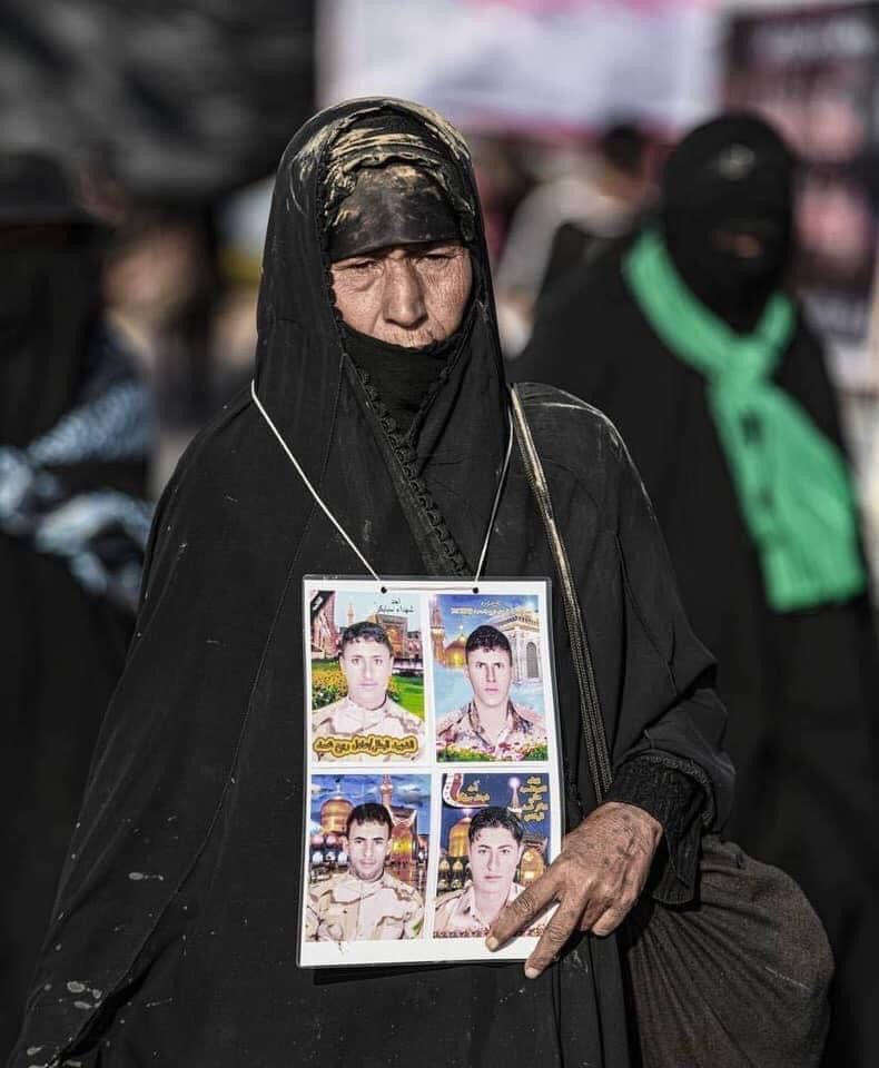 Photos: Mother of four Iraqi martyrs on Arbaeen Walk