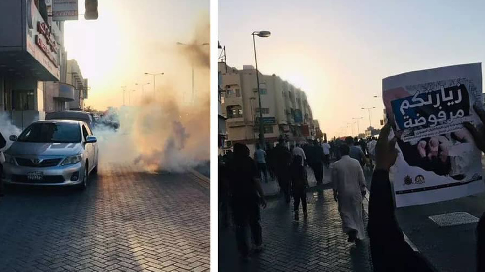 Al Khalifa forces attack Bahrainis protesting against normalization of ties with Israel 