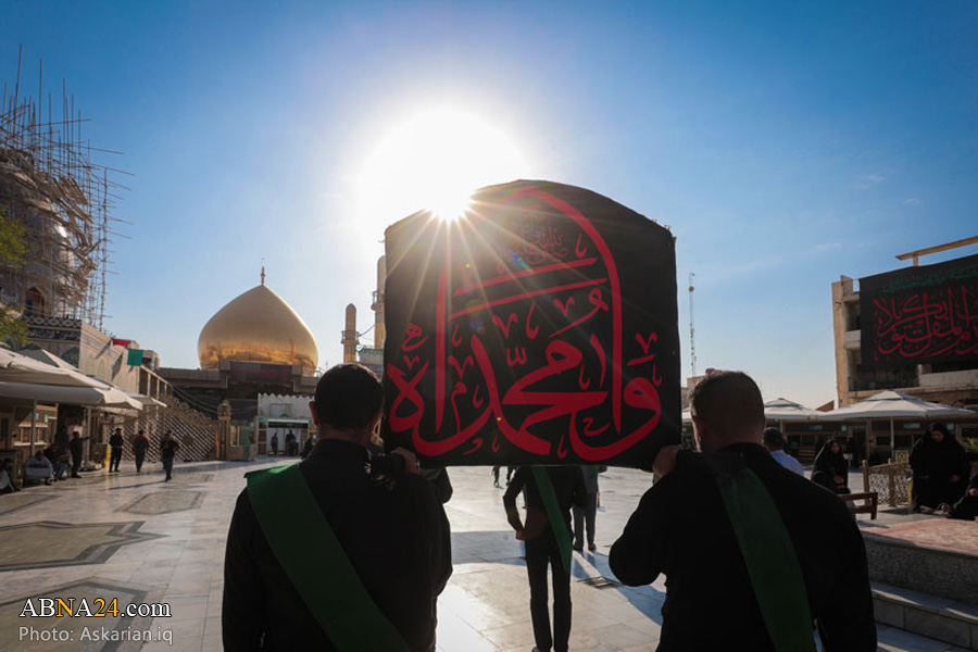 تقرير مصور/ العتبة العسكرية المقدسة تقيم مراسيم التشييع الرمزي لنعش النبي المصطفى (ص)
