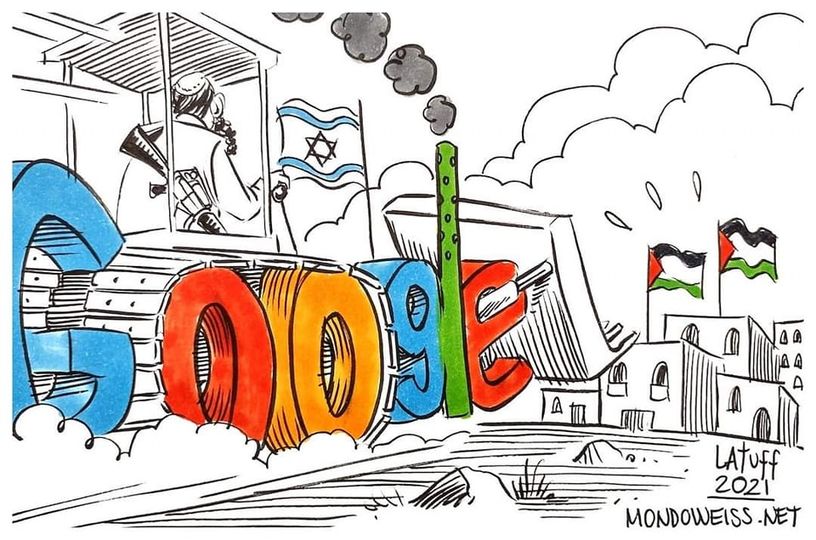  Cartoon: Google invests in and acquires Israeli startup companies to terrorize Palestinians 
