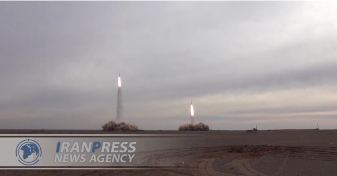 Nouvelle vidéo du lancement simultané par le Corps des gardiens de la révolution islamique de 16 missiles balistiques