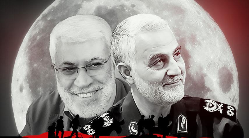اقامة مهرجان للذكری السنویة الثانية لاستشهاد الشهيدين القائدین سلیماني وابو مهدي ورفاقهما